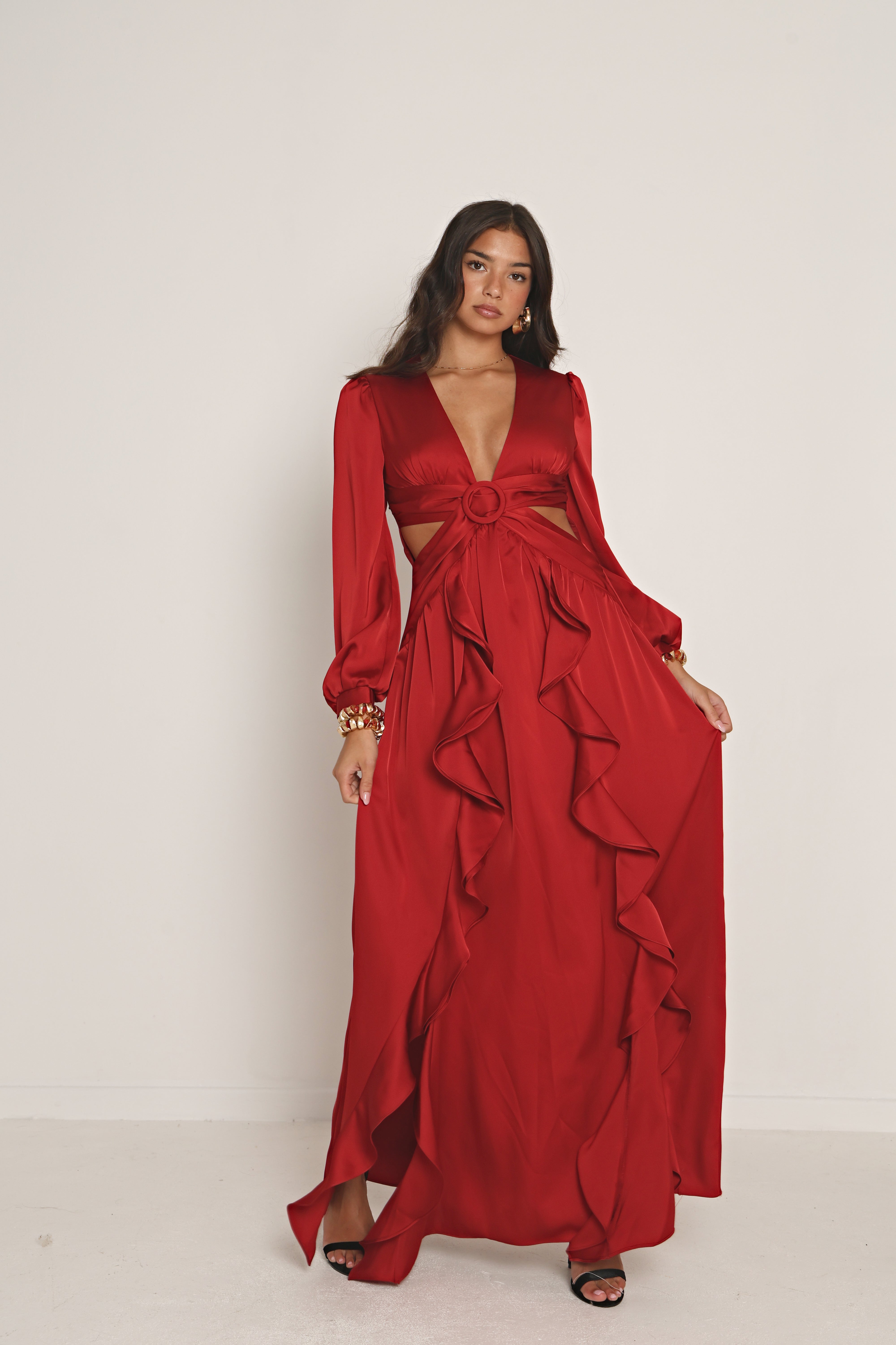 SATIN CUT OUT MAXI DRESS SATIN CUT OUT MAXI DRESS