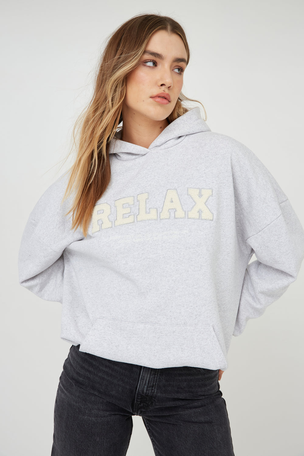 RELAXED SLOGAN OVERSIZED HOODIE
