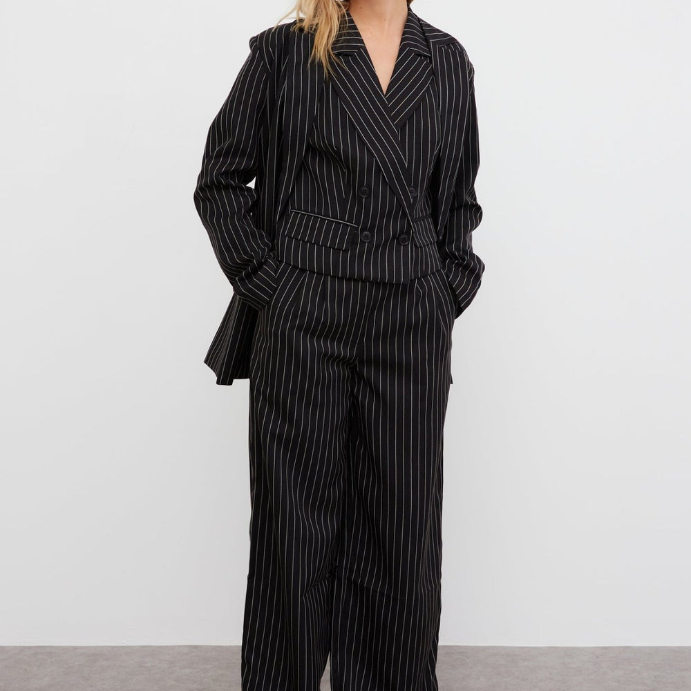 
                      
                        WKND Girl Oversized Black Pinstripe Blazer
                      
                    