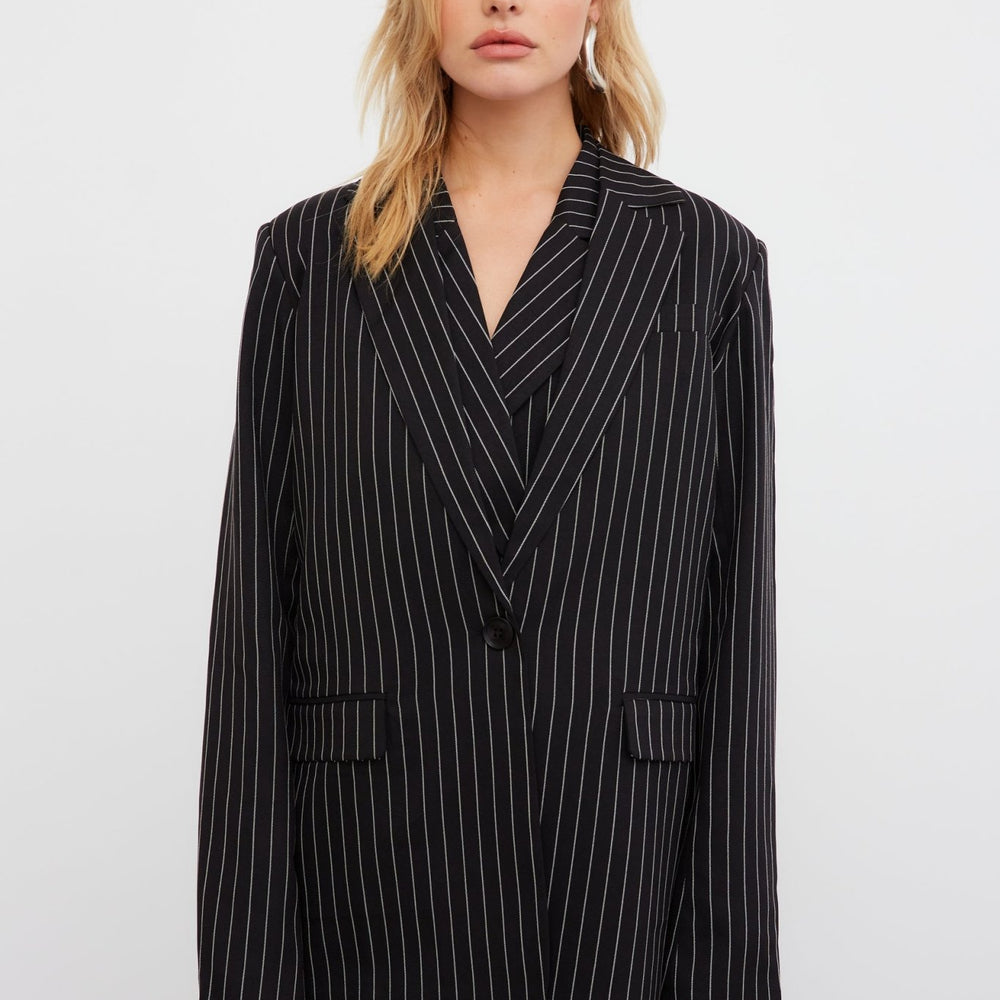 
                      
                        WKND Girl Oversized Black Pinstripe Blazer
                      
                    