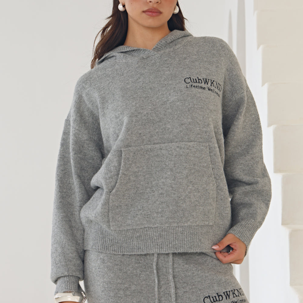 
                      
                        WKND CLUB KNITTED HOODIE IN CHARCOAL
                      
                    