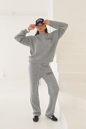 WKND CLUB KNITTED WIDE LEG JOGGER IN CHARCOAL