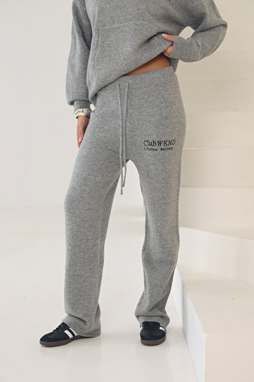 WKND CLUB KNITTED WIDE LEG JOGGER IN CHARCOAL