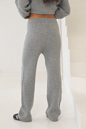 WKND CLUB KNITTED WIDE LEG JOGGER IN CHARCOAL