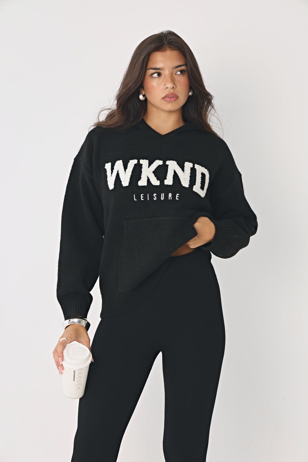 WKND KNITTED HOODIE IN BLACK