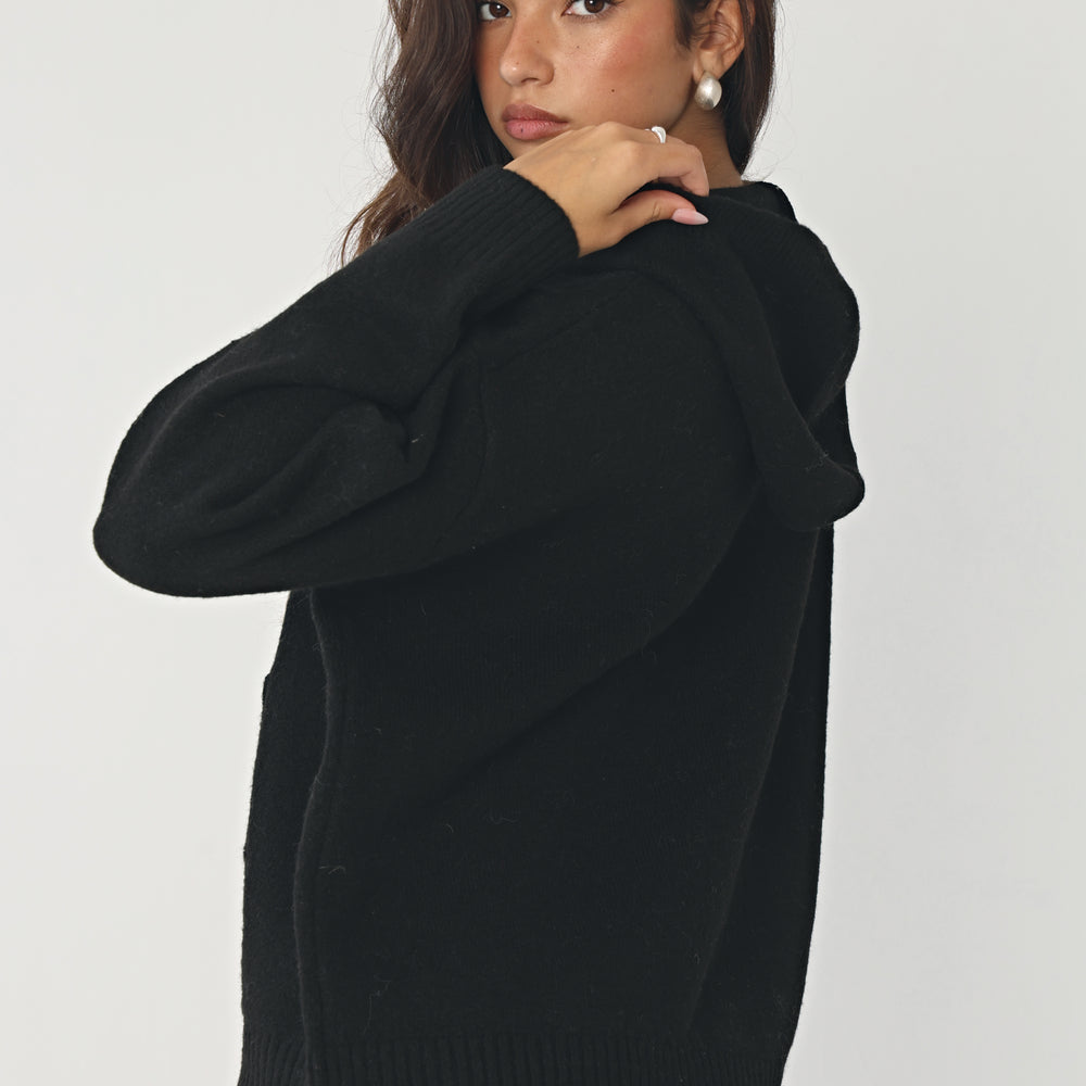 
                      
                        WKND KNITTED HOODIE IN BLACK
                      
                    