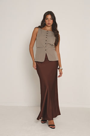 SATIN BIAS CUT MAXI SKIRT