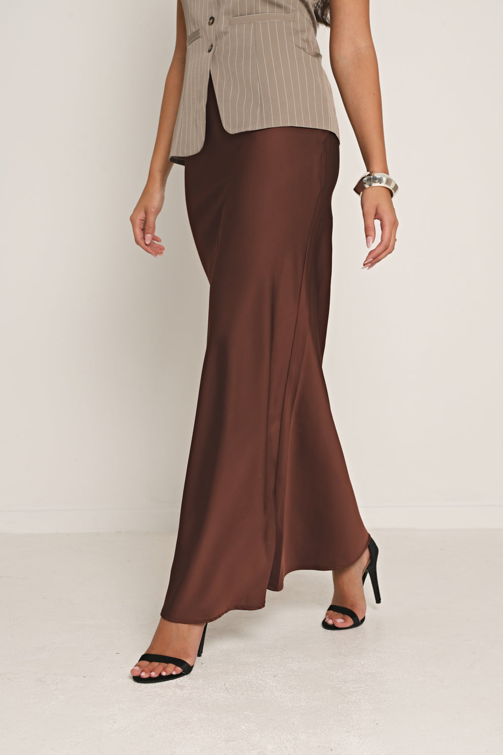 SATIN BIAS CUT MAXI SKIRT