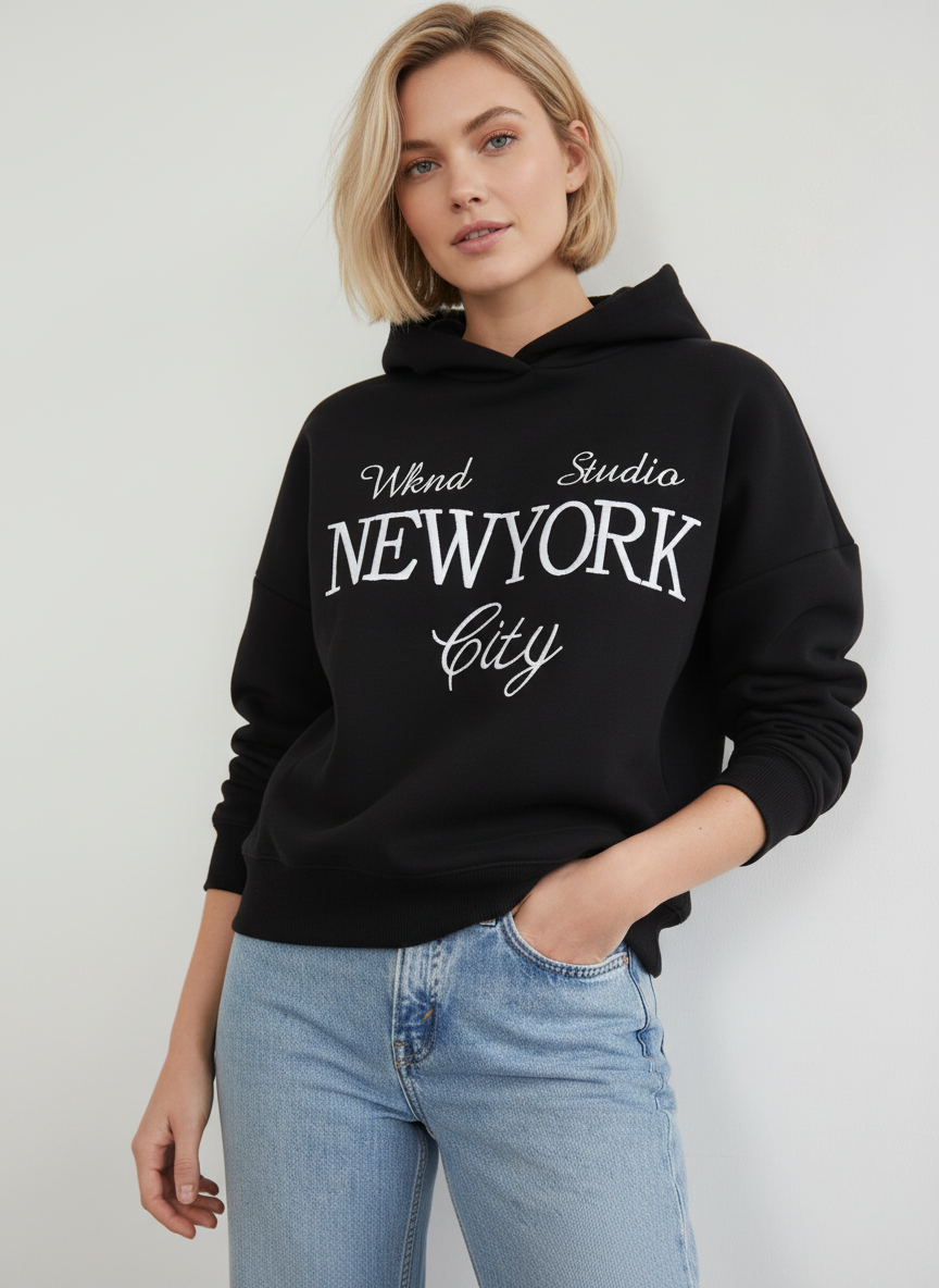 SLOGAN EMBROIDERED OVERSIZED SWEAT