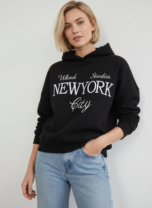 SLOGAN EMBROIDERED OVERSIZED SWEAT