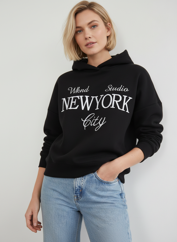 SLOGAN EMBROIDERED OVERSIZED SWEAT