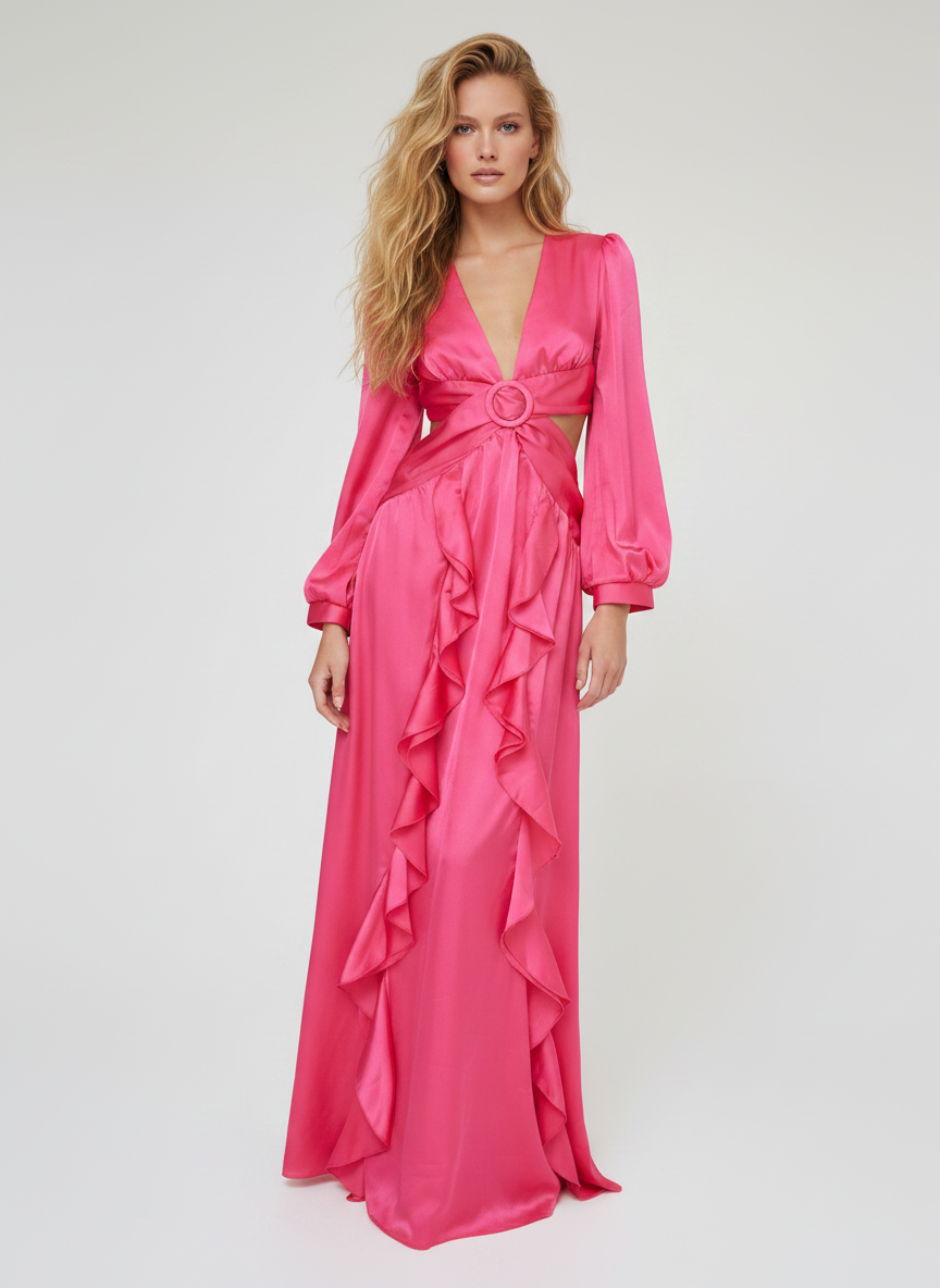 SATIN CUT OUT MAXI DRESS