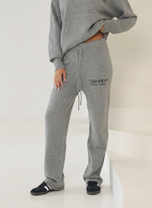 WKND CLUB KNITTED WIDE LEG JOGGER IN CHARCOAL
