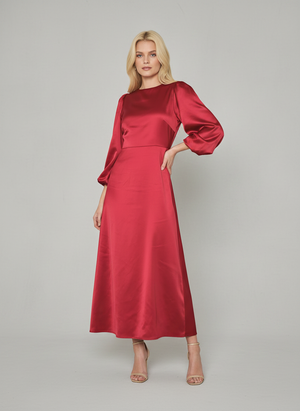 SATIN BOW BACK MIDAXI DRESS