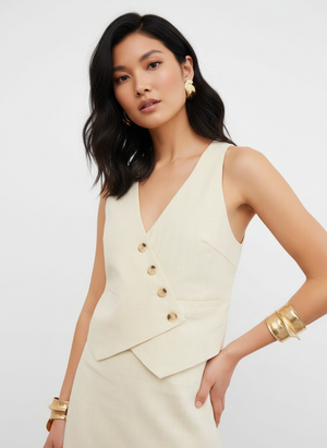 LINEN BLEND TAILORED WAISTCOAT