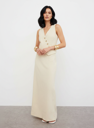 LINEN BLEND MAXI SKIRT