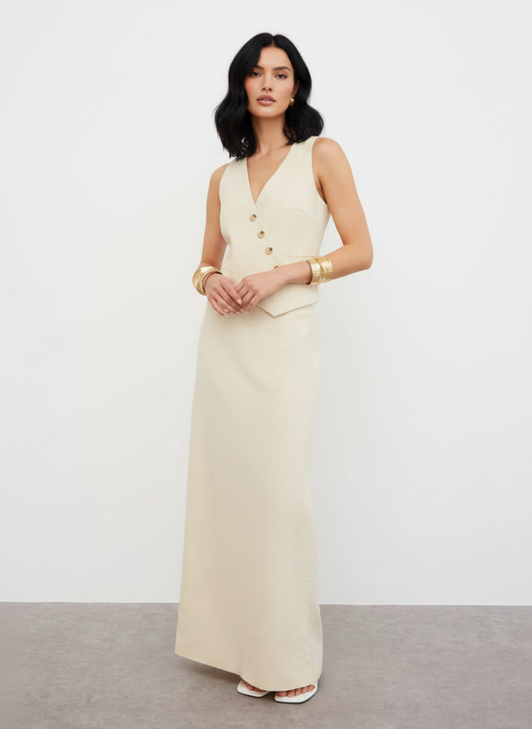 LINEN BLEND MAXI SKIRT