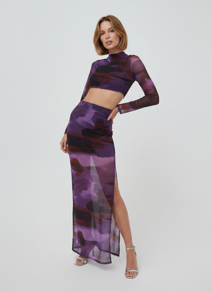 ABSTRACT MESH MAXI SKIRT