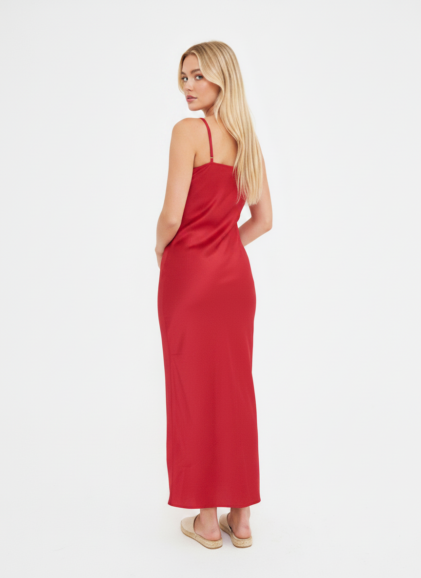 SATIN SEAM DETAIL SLIP DRESS