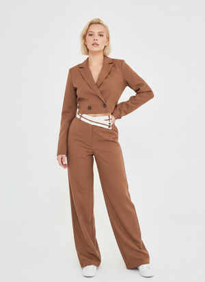 TAILORED CONTRAST WAISTBAND TROUSERS