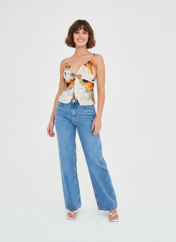 SATIN ABSTRACT TWIST DETAIL CAMI TOP