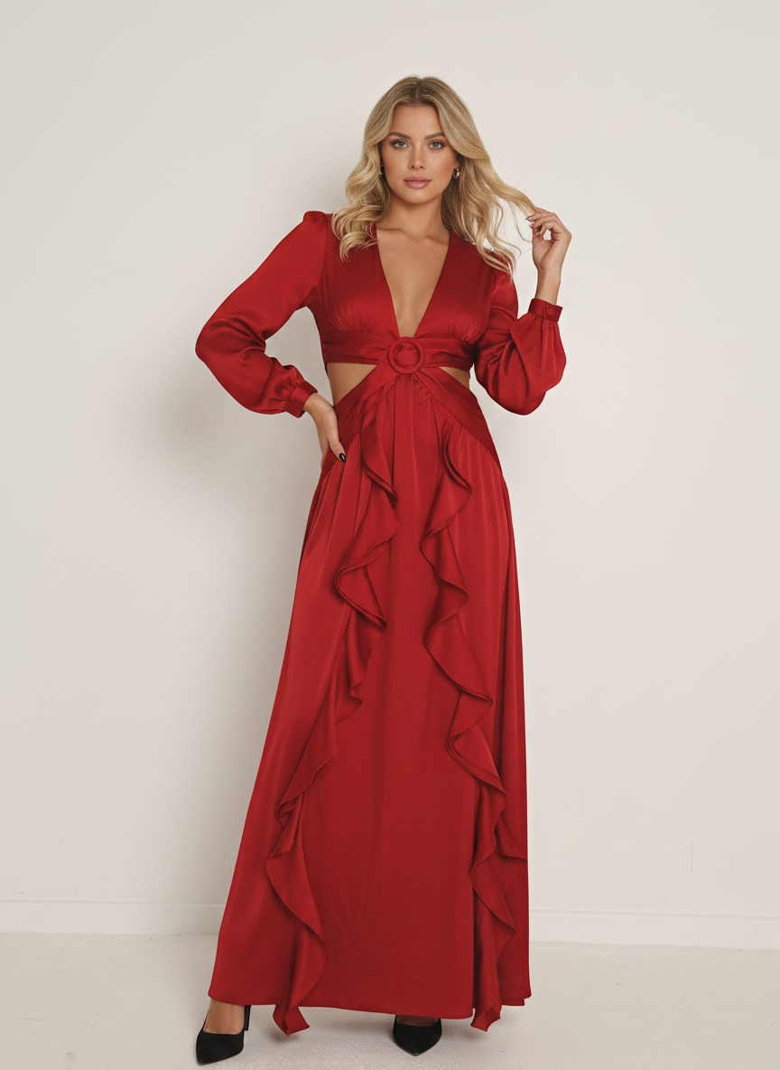 SATIN CUT OUT MAXI DRESS