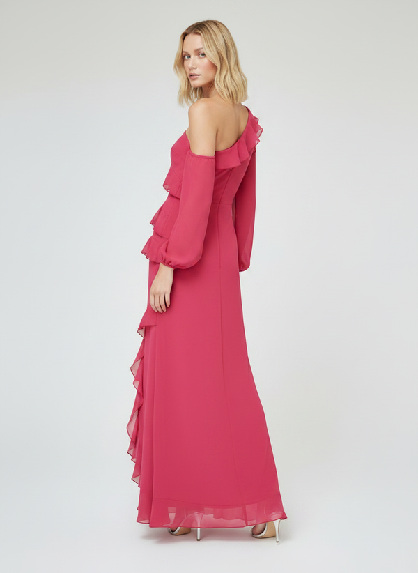 RUFFLE LONG SLEEVE MAXI DRESS