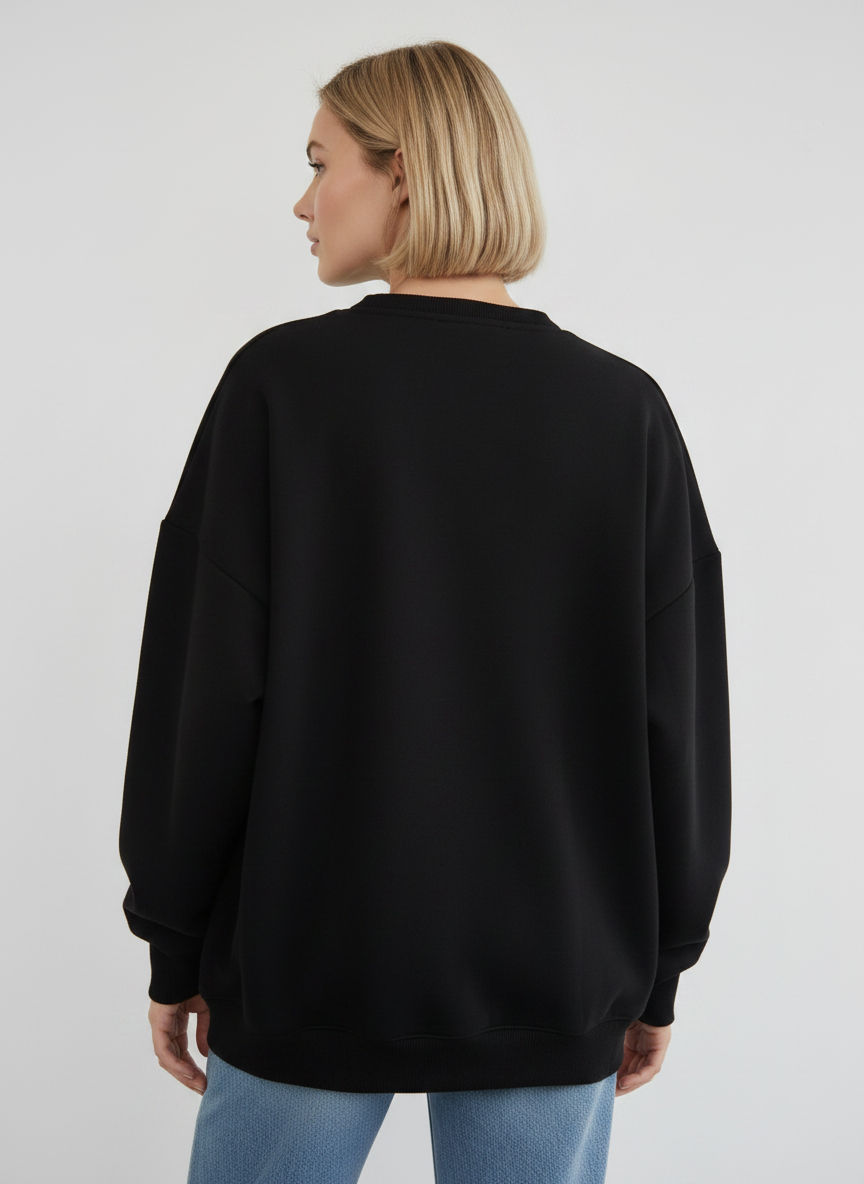 SLOGAN EMBROIDERED OVERSIZED SWEAT