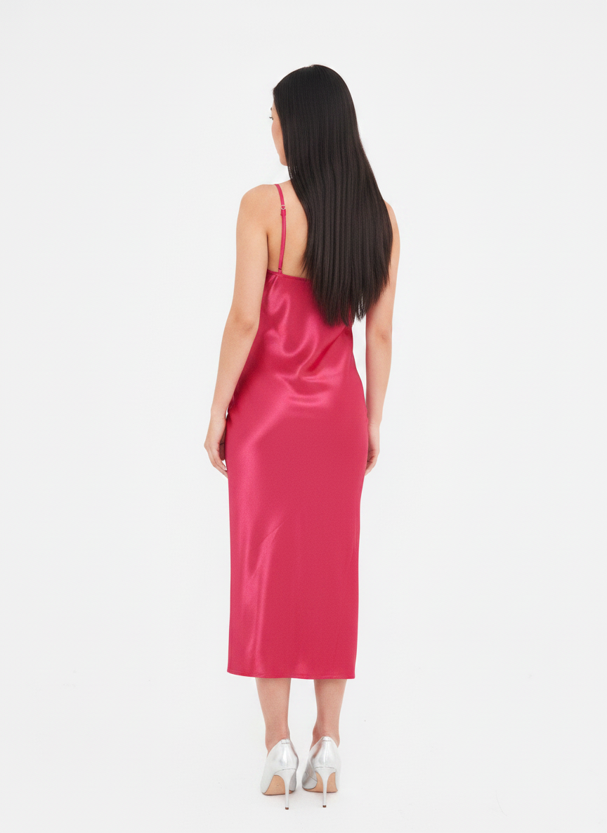 SATIN COWL NECK  MIDAXI DRESS