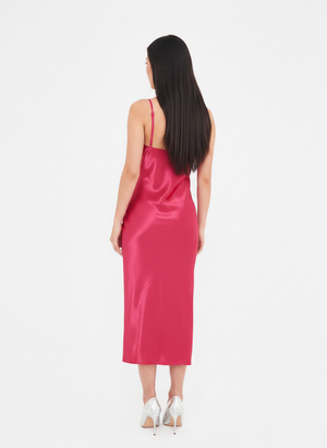 SATIN COWL NECK  MIDAXI DRESS
