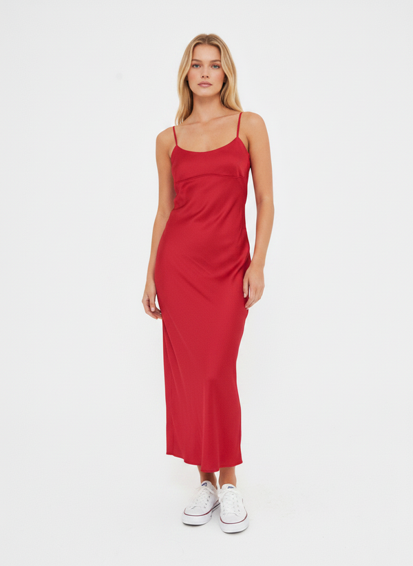 SATIN SEAM DETAIL SLIP DRESS