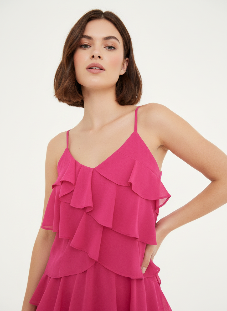 RUFFLE SLIP DRESS