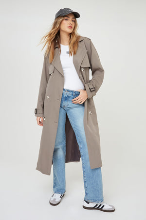 WKND Girl Grey Oversized Trench Coat