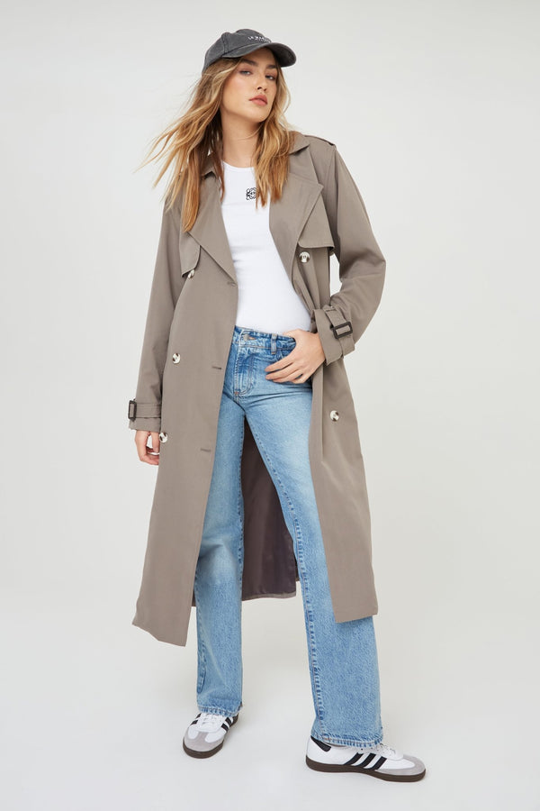 WKND Girl Grey Oversized Trench Coat