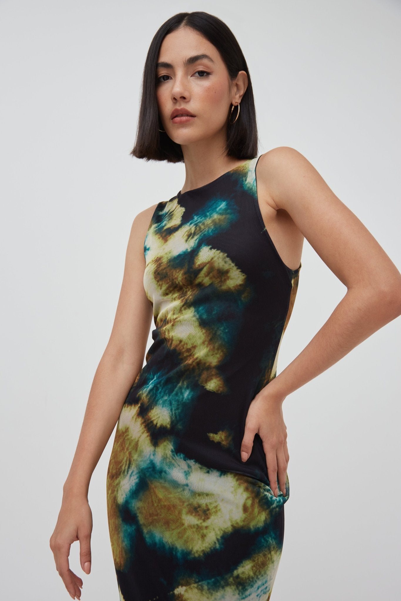 WKND Girl Abstract Mesh Sleeveless Midaxi Dress