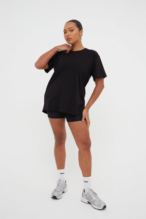 Back Print Oversized T-Shirt - Black