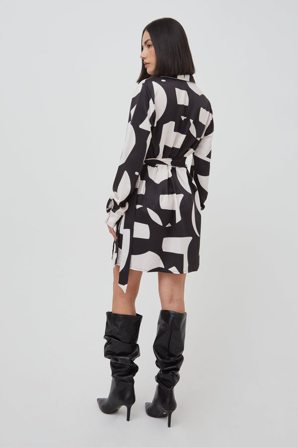 Abstract Printed Satin Wrap Dress - WKND Girl