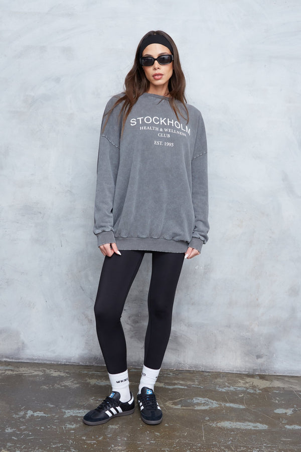 Acid Wash Stockholm Sweat Top - WKND Girl