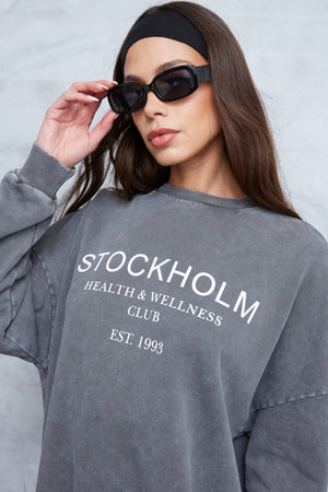 Acid Wash Stockholm Sweat Top - WKND Girl