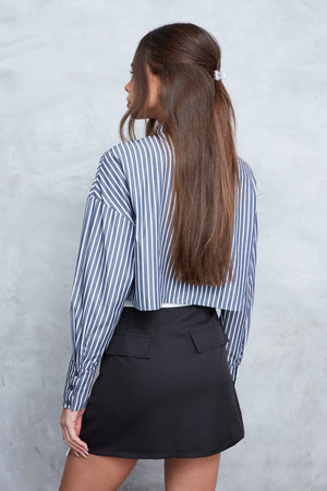 PINSTRIPE OVERSIZED CROP SHIRT