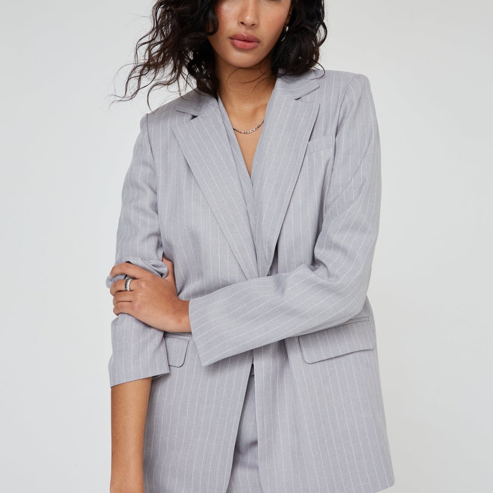 
                      
                        WKND Girl Oversized Grey Pinstripe Blazer
                      
                    