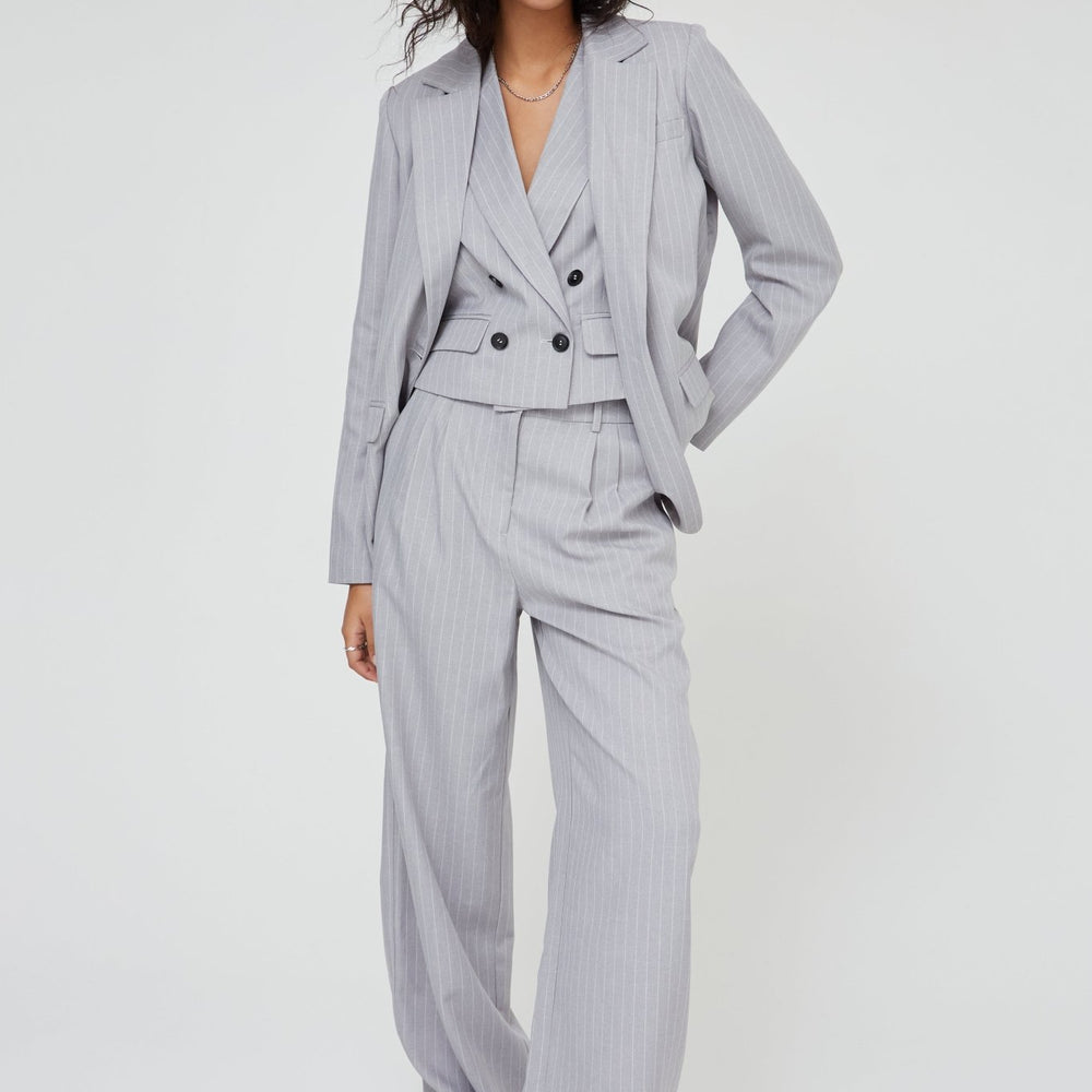 WKND Girl Oversized Grey Pinstripe Blazer