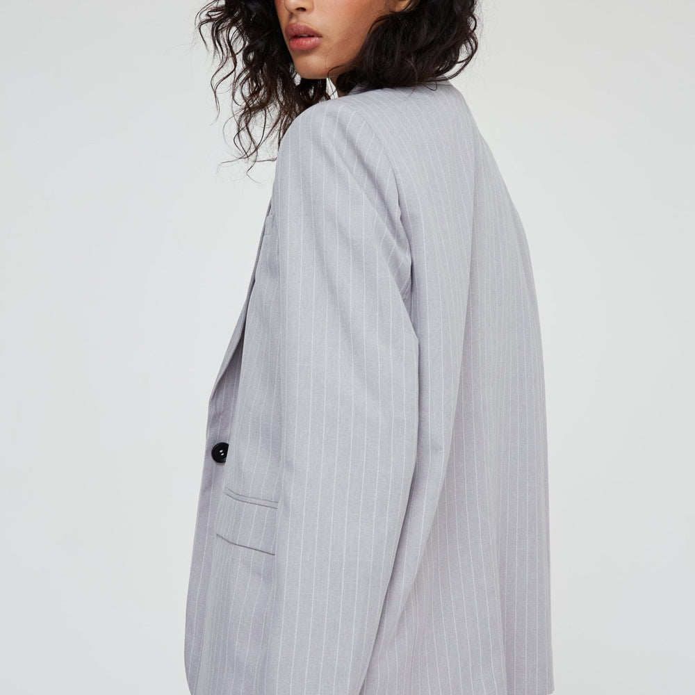 
                      
                        WKND Girl Oversized Grey Pinstripe Blazer
                      
                    