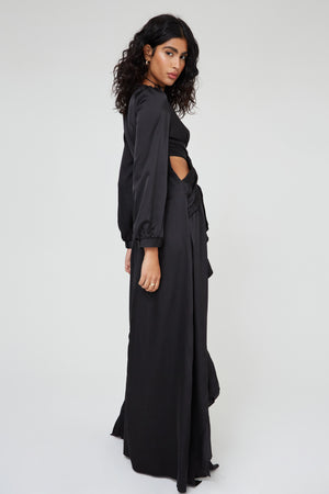 SATIN CUT OUT MAXI DRESS