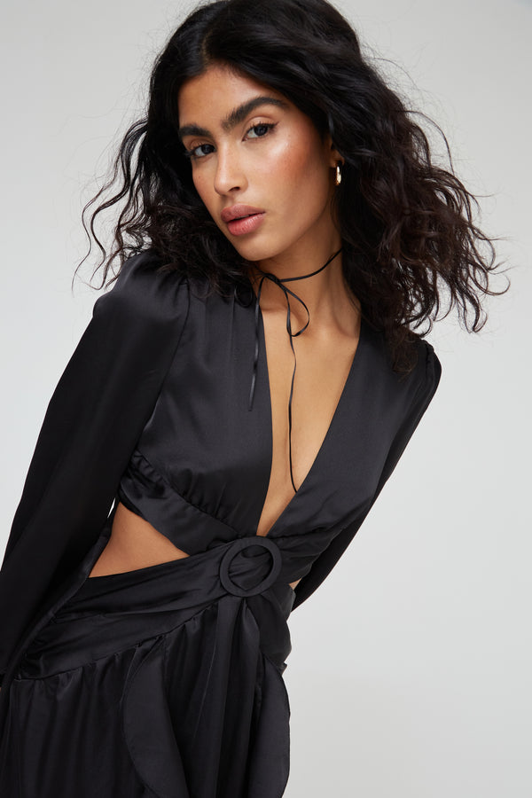 SATIN CUT OUT MAXI DRESS