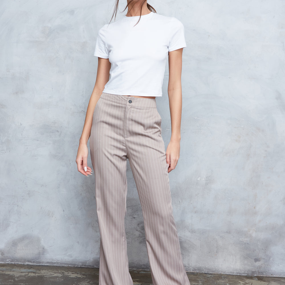 
                      
                        TAILORED PINSTRIPE FLARE TROUSERS
                      
                    