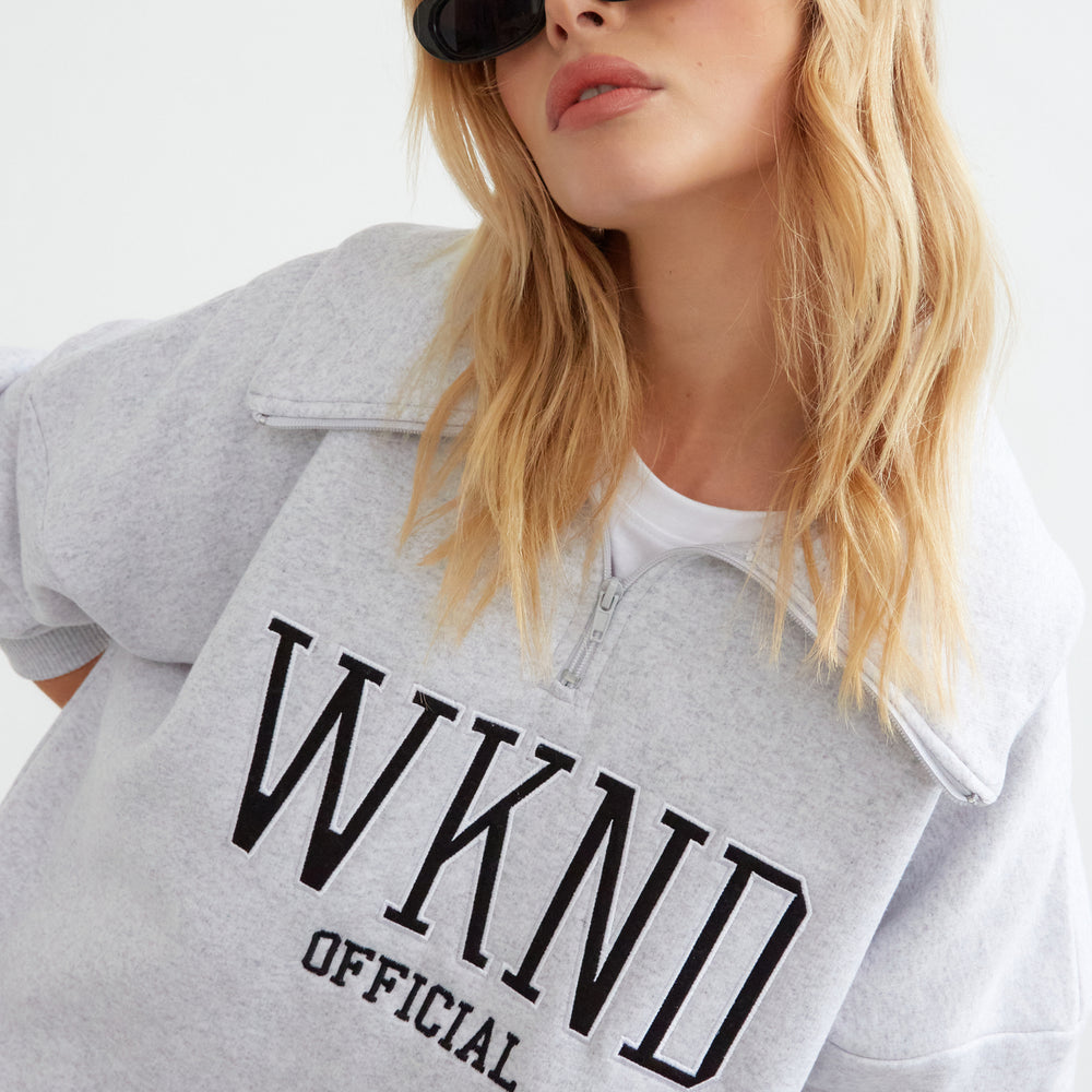 WKND EMBROIDERED OVERSIZED ZIP SWEAT