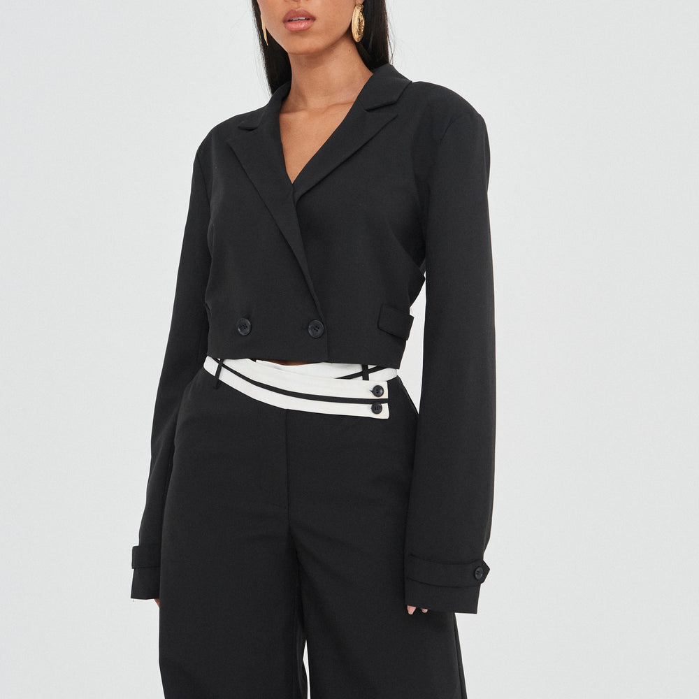 
                      
                        TAILORED CONTRAST WAISTBAND TROUSERS
                      
                    