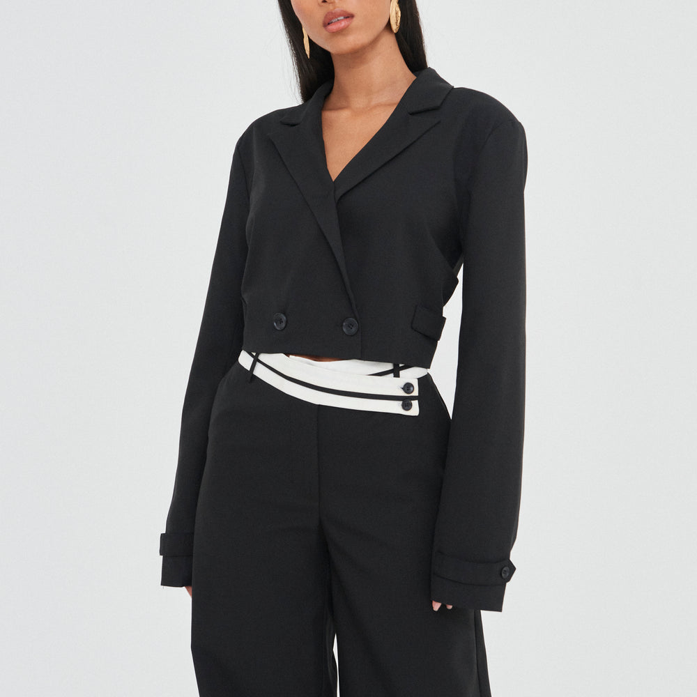 
                      
                        TAILORED CONTRAST WAISTBAND TROUSERS
                      
                    