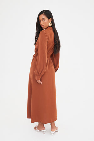 WOVEN BELTED MIDAXI SHIRT DRESS